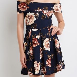 Floral Off The Shoulder Skater Dress